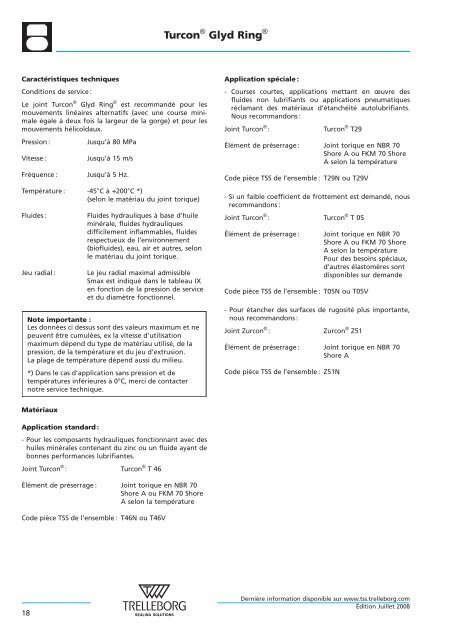 Joints hydrauliques - Trelleborg Sealing Solutions