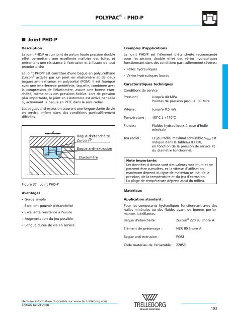 Joints hydrauliques - Trelleborg Sealing Solutions