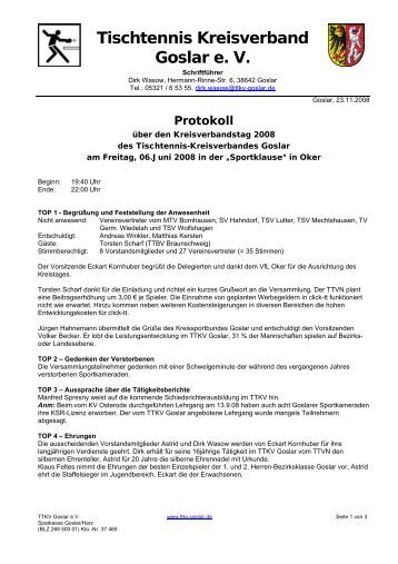 Protokoll Kreistag 2008 - TTKV Goslar eV