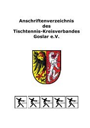 Anschriftenverzeichnis des Tischtennis ... - TTKV Goslar eV