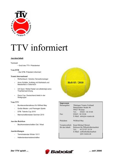 TTV informiert 03/10 - beim Thüringer Tennis-Verband eV