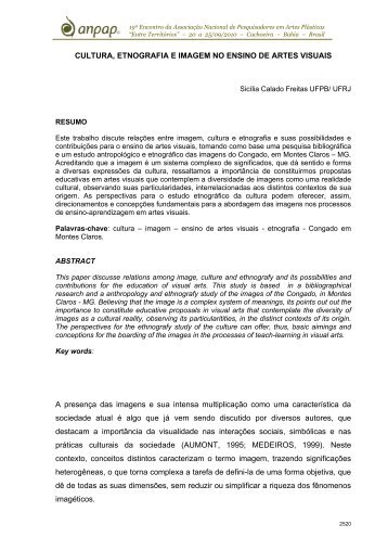 CULTURA, ETNOGRAFIA E IMAGEM NO ENSINO DE ... - anpap