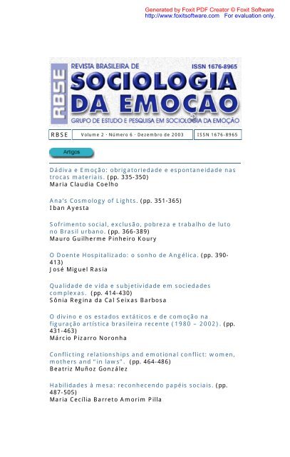 Dádiva e Emoção - CCHLA - Universidade Federal da Paraíba