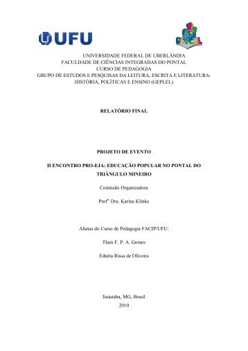 II Pró-Eja - UFU / FACIP - Universidade Federal de Uberlândia