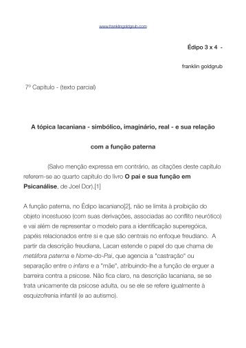 Edipo 3 x 4 - 3º Capitulo - (texto parcial) - Franklin Goldgrub