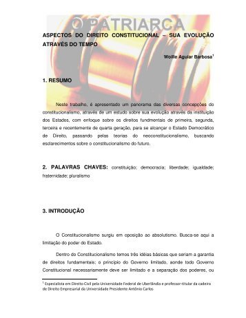 aspectos do direito constitucional – sua evolução através ... - Unipac