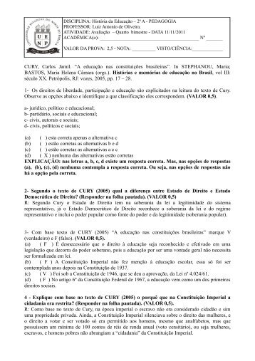 CURY, Carlos Jamil. “A educação nas constituições brasileiras”. In ...