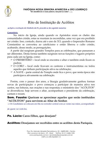 Rito de Instituição de Acólitos - São