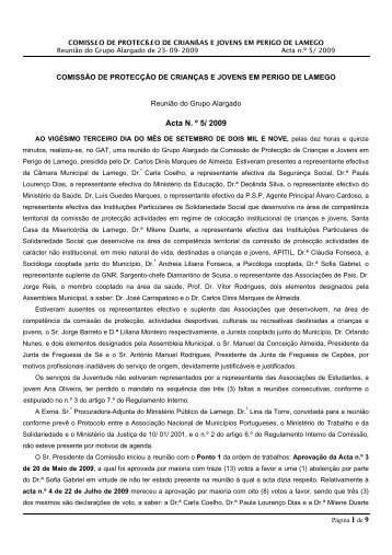 Acta N. º 5/ 2009 - CPCJ Lamego