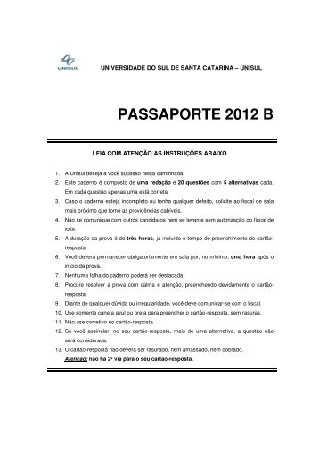 Acesse a prova - Unisul