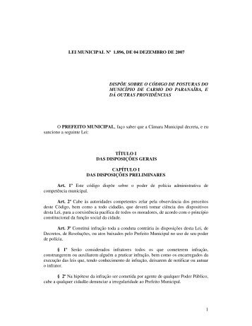 lei municipal 1896.2007 - código de posturas do município