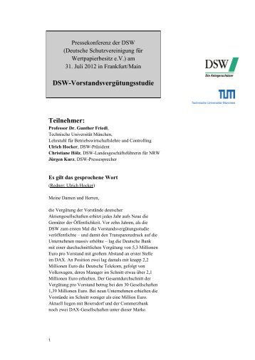 DSW-Vorstandsvergütungsstudie - TUM