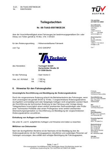 Gutachten - Tuning-Contact