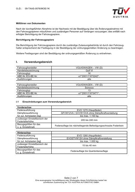 Teilegutachten - Tuning-Contact