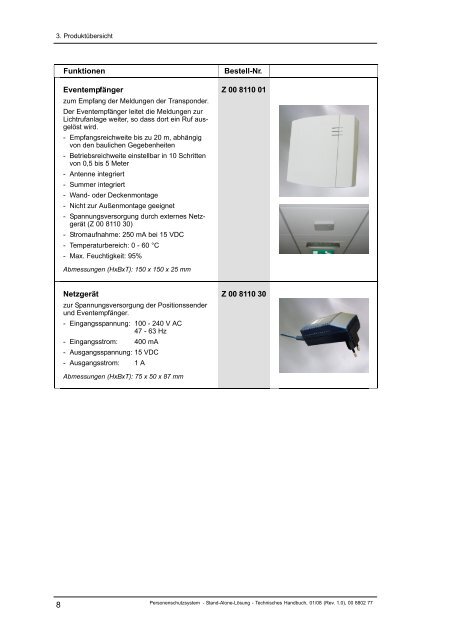 Personenschutzsystem Techniker-Handbuch Stand ... - Tunstall GmbH