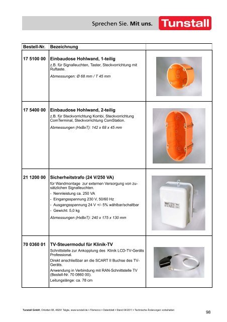 Flamenco Datenblattkatalog - Tunstall GmbH