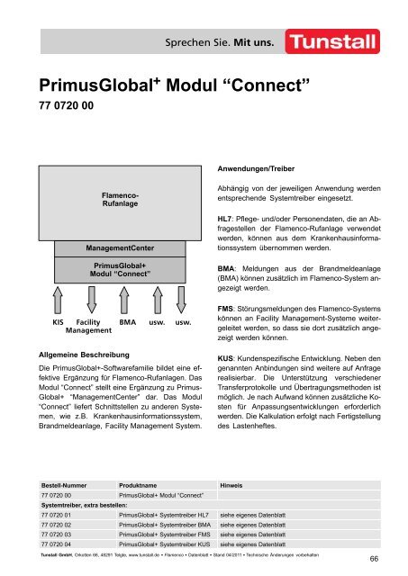 Flamenco Datenblattkatalog - Tunstall GmbH