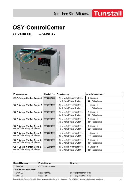 Flamenco Datenblattkatalog - Tunstall GmbH