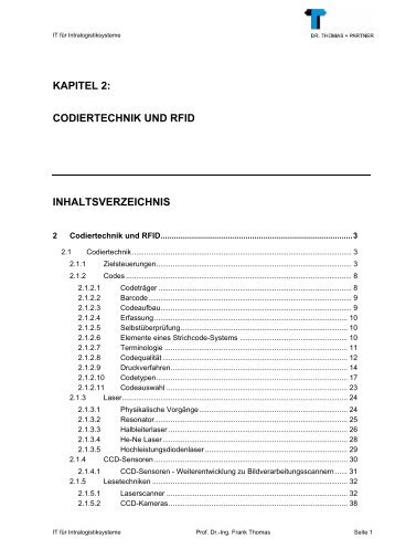 Codiertechnik und RFID - DR. THOMAS + PARTNER GmbH & Co. KG