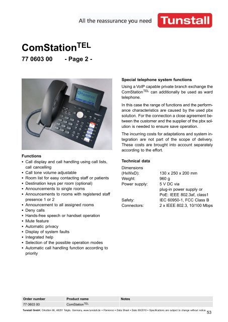 77 0700 00 - Page 2 - Tunstall GmbH