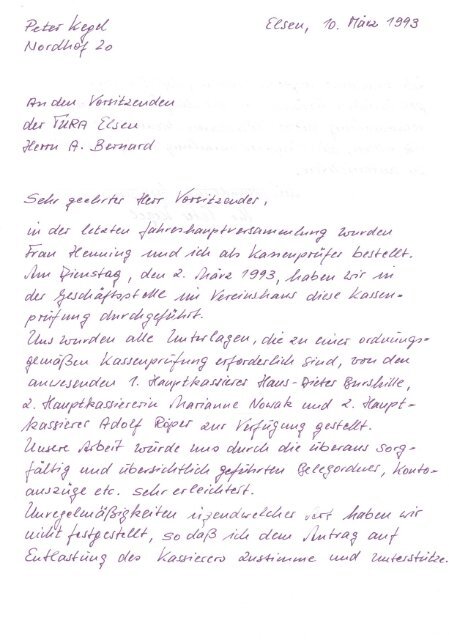 Jahreshauptversammlung Freitag 12.03.1993 - TuRa Elsen 1894 ...