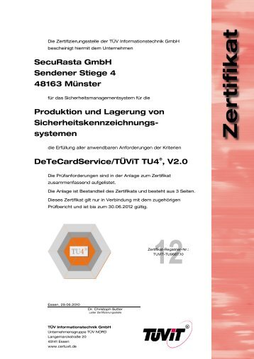 SecuRasta GmbH Sendener Stiege 4 48163 Münster ... - TÜViT