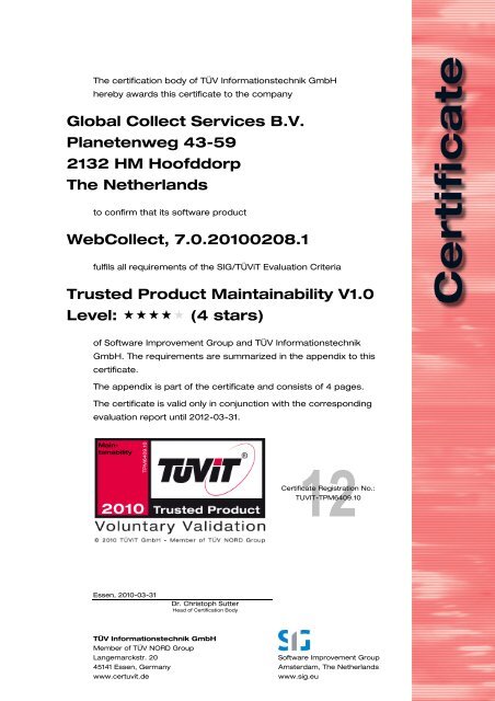 Global Collect Services B.V. Planetenweg 43-59 2132 HM ... - TÜViT