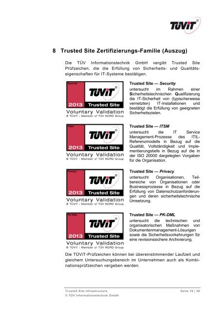 Sichere Infrastrukturen für IT-Systeme - TÜViT