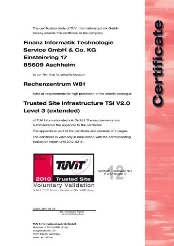 Finanz Informatik Technologie Service GmbH & Co. KG Einsteinring ...