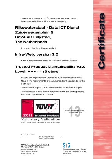 Rijkswaterstaat - Data ICT Dienst Zuiderwagenplein 2 8224 ... - TÜViT