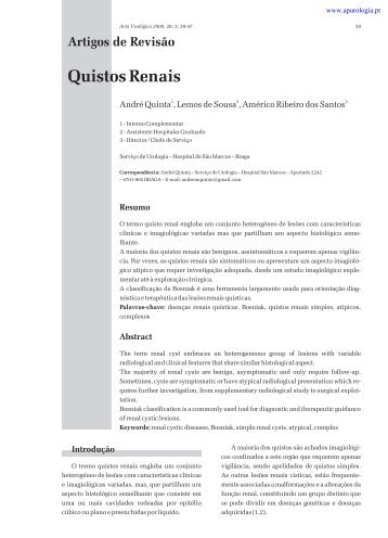 Quistos Renais - Associação Portuguesa de Urologia