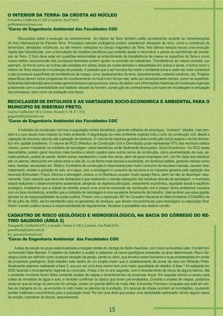 2008 – Caderno de Resumos - Núcleo de TCC e IC