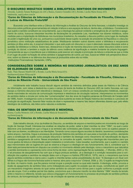 2008 – Caderno de Resumos - Núcleo de TCC e IC