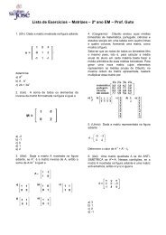 Lista de Exercícios – Matrizes – 2º ano EM – Prof. Guto