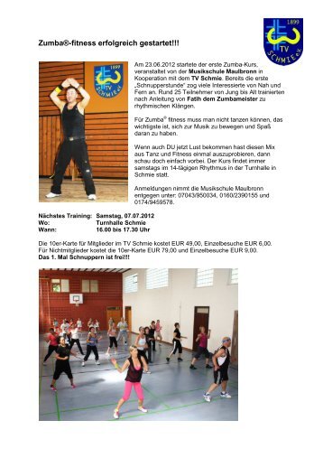 Zumba®-fitness erfolgreich gestartet!!! - Der TV Schmie