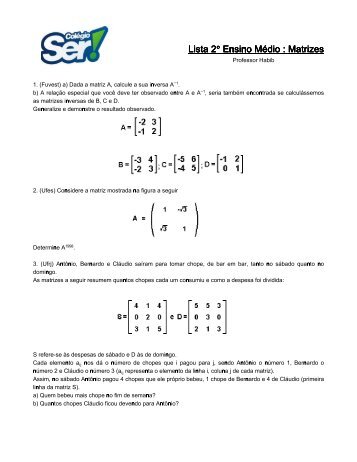 Lista 2° Ensino Médio