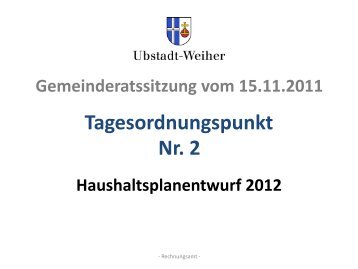 Präsentation Nachtragshaushaltsplan für das HHJ ... - Ubstadt-Weiher