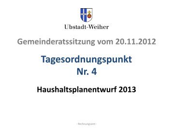 Entwurf Haushalt 2013 Präsentation - Ubstadt-Weiher