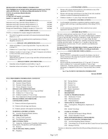 HIGHLIGHTS OF PRESCRIBING INFORMATION - UCB