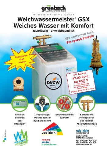 Weichwassermeister® GSX Weiches Wasser mit Komfort - Udo Klein