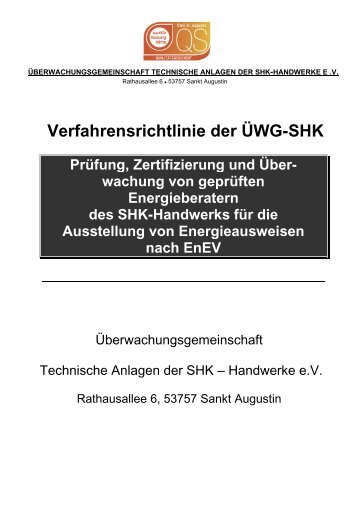 Verfahrensrichtlinie der ÜWG-SHK - Überwachungsgemeinschaft ...