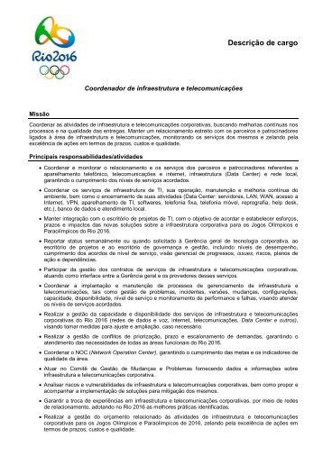 Descrição de cargo - Rio 2016