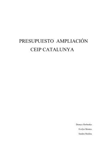 PRESUPUESTO AMPLIACIÓN CEIP CATALUNYA