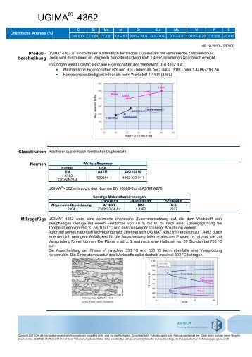 deutsche Version (pdf, 1002.73 Kb) - Ugitech