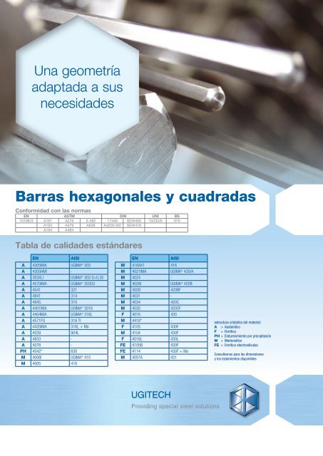 Barras hexagonales y cuadradas - Ugitech