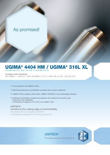 UGIMA® 4404 HM / UGIMA® 316L XL - Ugitech