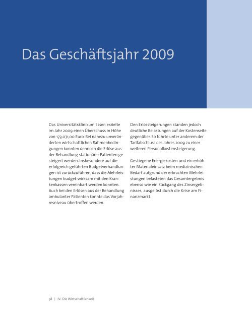 Jahresbericht 2009 - Universitätsklinikum Essen