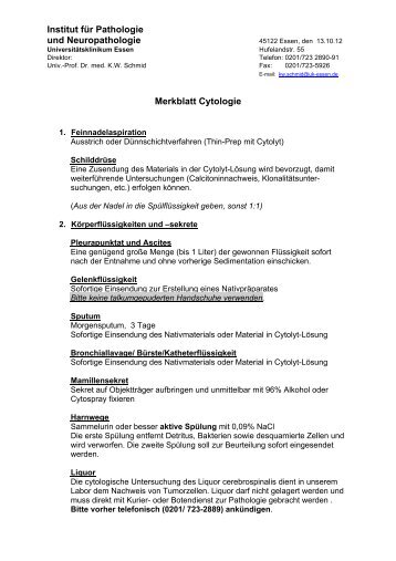 Merkblatt Cytologie - Universitätsklinikum Essen