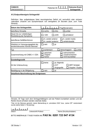 Meldebogen Schlaganfall