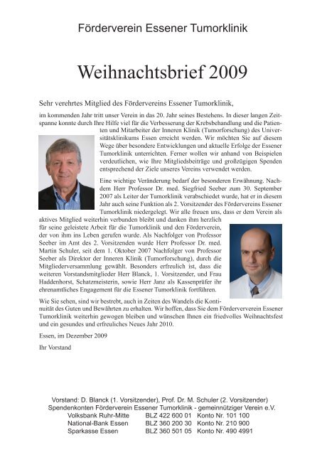 Weihnachstbrief 2009 - Universitätsklinikum Essen